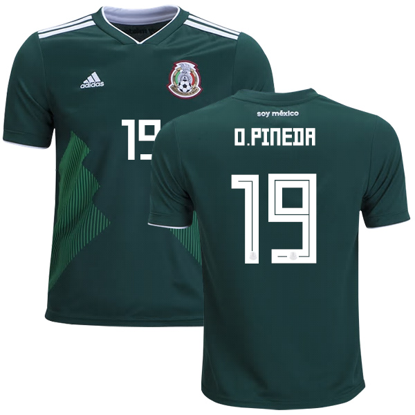 Mexico #19 O.Pineda Home Kid Soccer Country Jersey - Click Image to Close